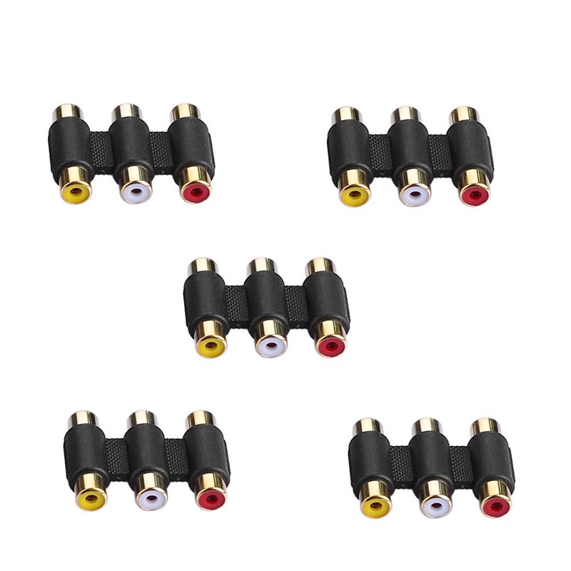 5PK Adattatore AV Audio Video RCA Femmina-Femmina | Connettore Giuntore 3 Cinch Per Cavi Audio Video