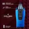 Colibri Monaco Triple Jet Flame Lighter - Windproof & Refillable, Cigar Enthusiast's Choice with Blue Fuel Window and Adjustable Flame (Metallic Blue)