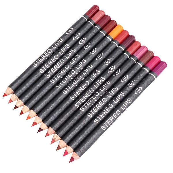 Lipstick, 12 pieces of Matte Lip Liner Filler Pencil Set, waterproof Lipliner Pen Set Plump pencil with 12 colors for a fuller look Perfect, long-lasting Velvet Lip Liner