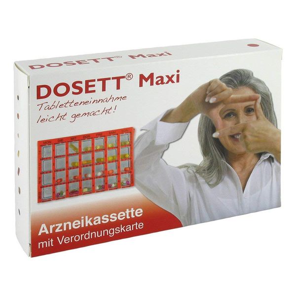 Dosett Maxi (red) DOSETT (Slide opening/closing type, tablet dispensing type, weekly use, portable pill case, made in Sweden)