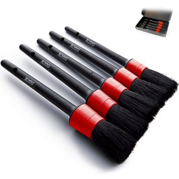 CHAMI Car Wash Brush, Detail Brush, Parts Cleaning Brush, Wheel Brush, Trim and Emblem Removal Brush for Removing Minor Spot Dirt Brush Set of 5 - Pig Hair