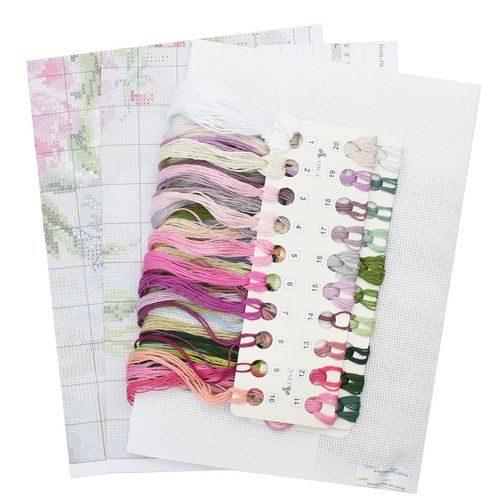Bright Peonies Near Window Cross-Stitch kit on Aida 14 Count Canvas. Soft Violet Peonie. Cross Stitch kit by Alisa 2-51