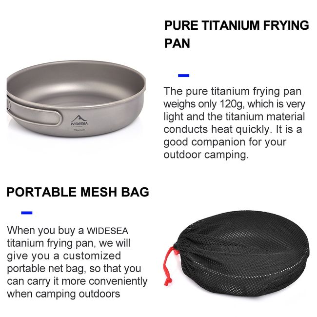 Outdoor Pure Titanium Frying Pan Camping And Picnicking Titanium