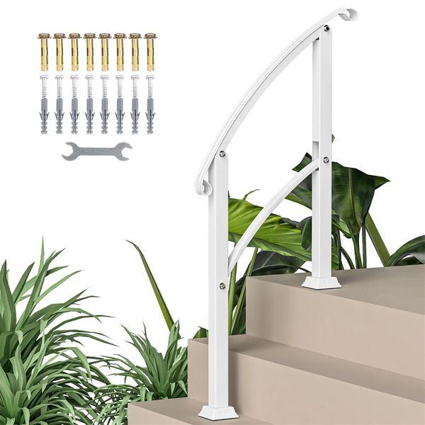 White For Outdoor Metal Handrails for Steps Durable Stair Railing Safety Support