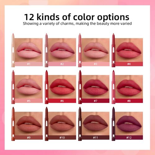 Fovcos 2-in-1 Lip Crayon, lip liner, Lip Liner Pencil, Slim Lip Pencil, Beauty Lip Gloss, Super Professional Tip Matte Lipstick (#6)