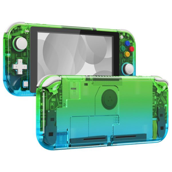 eXtremeRate Gradient Translucent Green Blue DIY Replacement Shell for Nintendo Switch Lite, NSL Handheld Controller Housing w/Screen Protector, Custom Case Cover for Nintendo Switch Lite