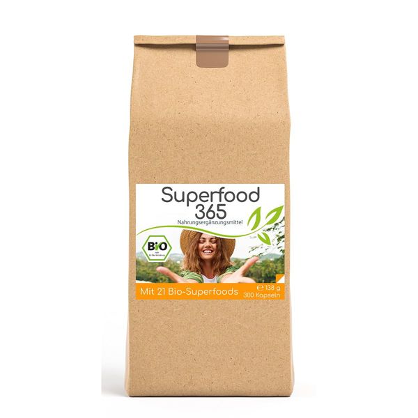 Superfood 365 Bio "Neue Rezeptur" - mit 21 Bio-Superfood (300 kapseln)