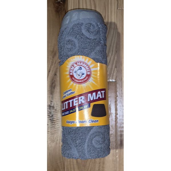 NEW Gray Arm & Hammer Cat Litter Mat XL Large 34.5in x 24.25in 70099 Kitten Grey