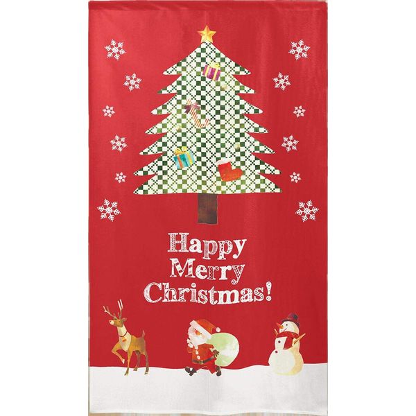 Noren Workshop 94593 Noren Christmas Tree Tapestry Poster Decoration, Merry Christmas, Width 33.5 inches (85 cm), Length 59.1 inches (150 cm), Happy Merry Christmas