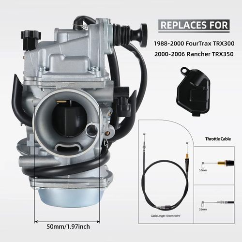 FourTrax 300 Carburetor for Honda TRX300 TRX350 Carb,Rancher 350,Foreman 400 450 with Air and Oil Filter,Cleaning Brush