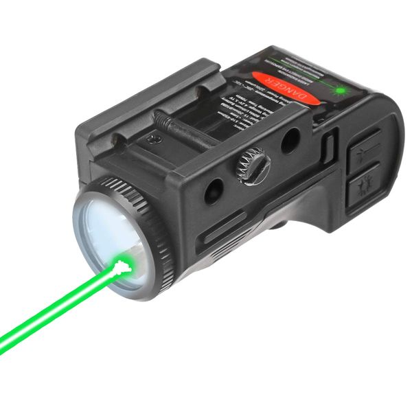 Lasercross CL105 New Magnetic Charging Internal Green Laser Sight & Flashlight Laser Combo with Rechargeable Battery Inside,Used for Most of Handguns and Rifles Built with 20mm Picatinny Rails