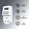 Defender 24 Hour Digital Timer Plug - Electric Switch Energy Saver Timer Standard Size - Digital Plug-in Timer Socket - 240v 3 Pin Plug with Programmable Time Controller + Random Mode