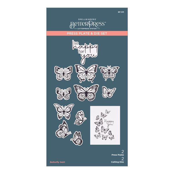 Spellbinders Butterfly Swirl Betterpress Plate, Metal, ONE