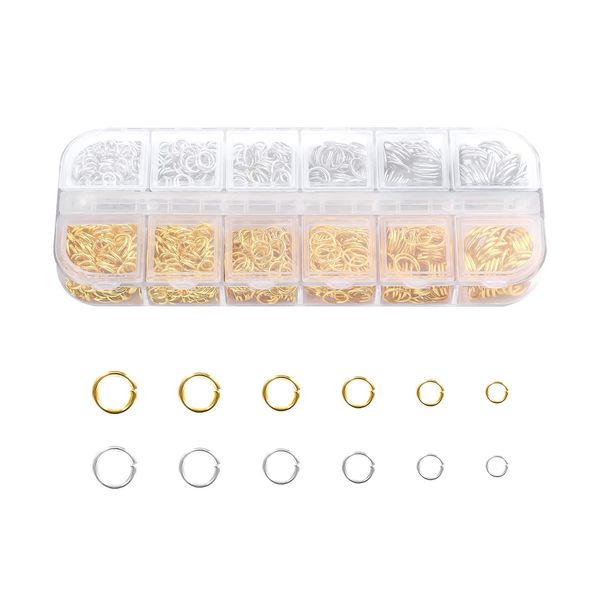 SAVITA 1300pcs Open Jump Rings, Gold and Silver Jump Rings for Jewelry Bracelet Keychains Mixed Sizes Connector Rings for Charms (4-10mm)