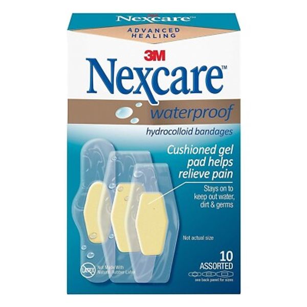 Nexcare 3M Advanced Healing Waterproof Bandages with Assorted Sizes 10 Count
