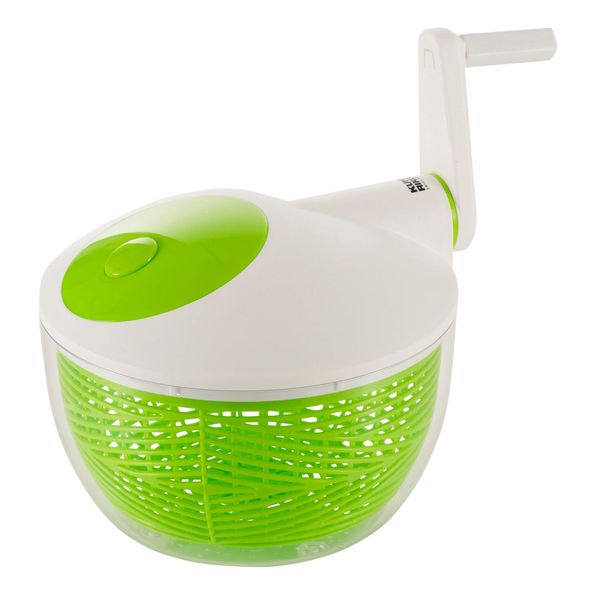 KUHN RIKON 2023 Salad Spinner with Side Handle and Instant-Stop Button, 21 cm, Green