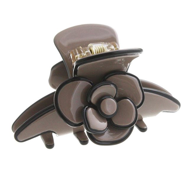 Vingtaine H7200-MOC-Mocha Camellia Mini Vance Clip, Rose Decorative, Office Hair Accessory