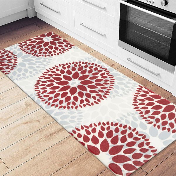 Kitchen Rugs Mats Modern Floral Circles Anti Fatigue Standing Mat Bathr Runner