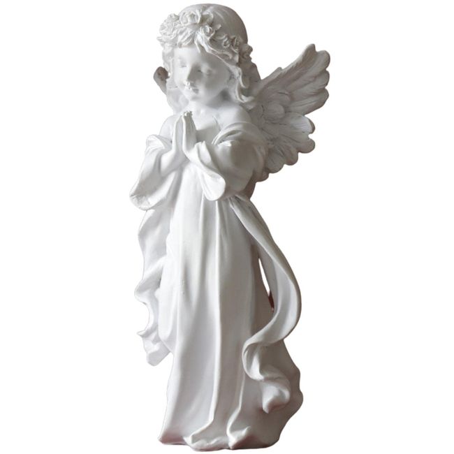 Raffume Angel Figurine Object Interior Sketching Tool Gardening Garden Figurine White