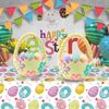 YaYaFunFun 2pcs Easter Table Cloth Party Plastic Easter Bunny Tablecloths,137 * 274cm Large Waterproof Rabbit Egg Tablecloth Tablecover Rectangle Easter Party Tablecloth for Spring Easter Party Decor