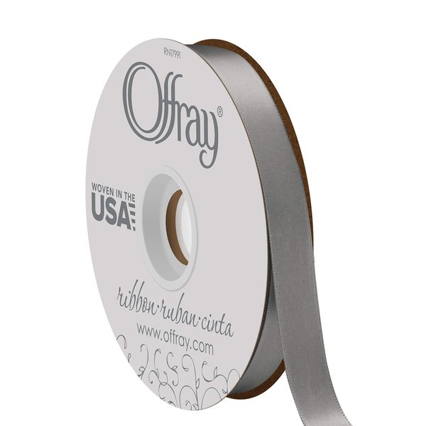 Double Face Satin Ribbon, 50 Yards, Pewter