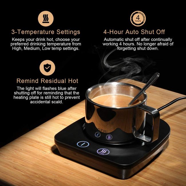 Coffee Mug Warmer Beverage Warmer, Electric Beverage Warmer with 3  Temperature Settings, Warmer for Tea,Water,Cocoa,Milk or Soup