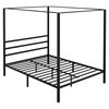 Metal Canopy Platform Bed Frame w/ Steel Slats Support No Box Spring Needed