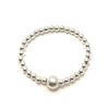 Sterling Silver 925 Beaded Stretch 2mm And 4mm Ring