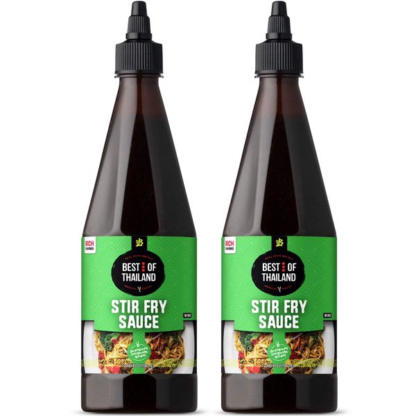 Best of Thailand Stir Fry Sauce Rich Flavor | Authentic Asian-Brewed Marinade, Glaze, Salad Dressing & Dip for Meat & Vegetable Stir Fry | No MSG | Kosher Parve | 2 Pack of 23.65oz Squeezable Bottles