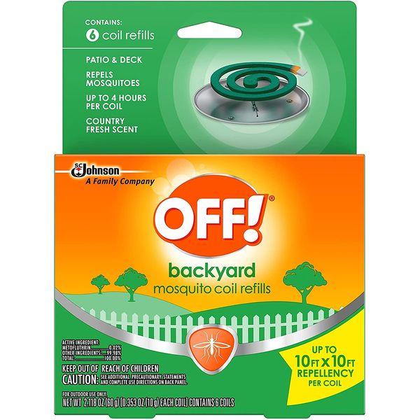 OFF! Backyard Mosquito Repellent Coil Refills, Perfect for Outdoor Patios Country Fresh Scent, 6 Count