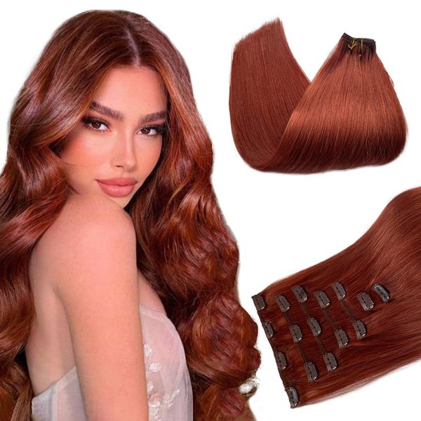 Belaved Clip in Hair Extensions for Women Real Human Hair Clip in Straight Hair Extension Remy Human Hair Clip in Extensions For Women 22 inch 7Pcs/70g #135