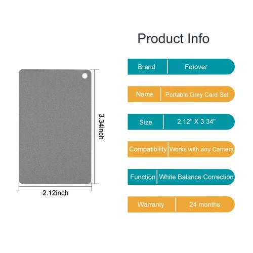 Fotover Grey Card White Balance Card,3 in 1 Digital Color Correction Set 18% Exposure Photography Card for Video, DSLR and Film,2 Pack