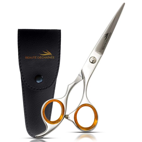 BEAUTÉ DÉCHAÎNÉE Professional Barber Shears - 6.5 Inch Premium Haircutting Scissors Stainless Steel Hairdressing Scissors for Men & Women (Silver)