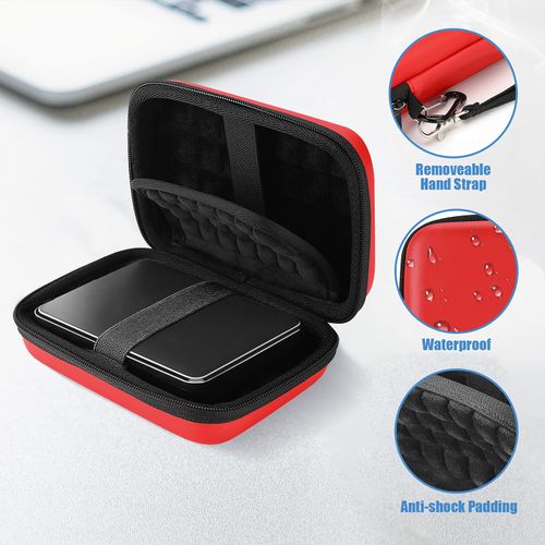 ProCase 2.5 Inch Hard EVA Case for External Hard Drive Hard Drive Seagate Expansion, Backup Plus, WD Elements, My Passport, Extreme HDD - Red