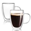 12 Oz Double Walled Glass Coffee Mugs with Handle Set of 2,Insulated Layer Coffee Cups,Clear Borosilicate Glass Mugs,Gift for Cappuccino,Tea,Latte,Espresso,Hot Beverage