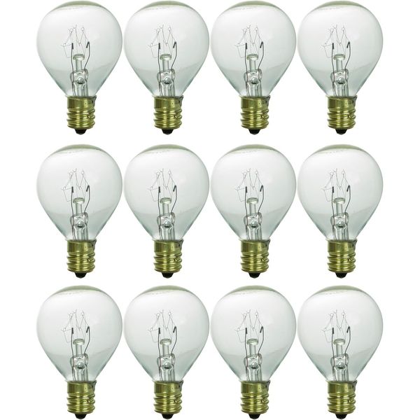 12Pack 10G11 Replacement Light Bulbs, Clear Globe, 10W, 2600K, 65LM, E12, 120V