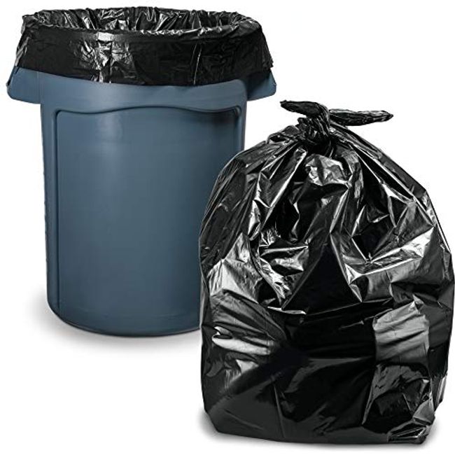 55 Gallon Trash Bags, 50 Count w/Ties Large Black Garbage Bags.