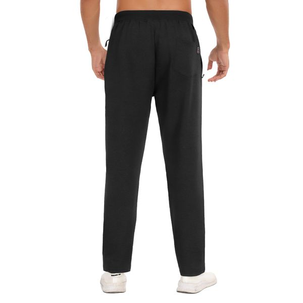 SIHOHAN Jogginghose Herren Baumwolle Sporthose - Männer Lang Trainingshose Atmungsaktiv Sweatpants Loose Fit Freizeithose mit Gummizug Reißverschlusstaschen(Schwarz,XL)