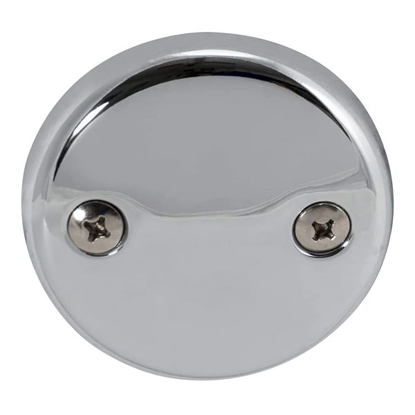 EZ-FLO Two-Hole Bathtub Overflow Face Plate with Brass Screws, Chrome, 35245