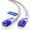 Maximm Cat 6 Ethernet Cable, 1 ft, 2 Pack Easy-Hide Flat Super-Durable Black and White Braided Network LAN Internet Cable/Cord