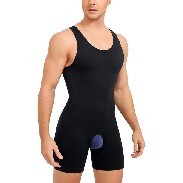 Gotoly Herren Shapewear Bodysuit Bauchweg Stark Formend Full Body Shaper mit Bein Shorts Abnehmen Shaping Taillenformer Kompressionsshirt Unterhemden Für Männer