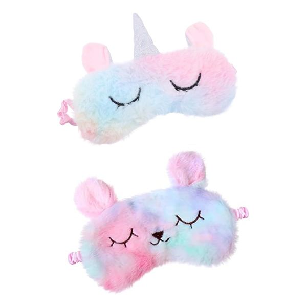 Namvo 2pcs Cute Sleeping Eye Mask Cartoon Eye Mask Soft Plush Eye Mask Cute Unicorn Eye Mask Suitable For Travel Nap Lunch Break Overnight Party Ladies Girls