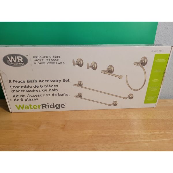 WaterRidge 6 Piece Bath Towel Bar & Accessory Set! Brushed Nickel!