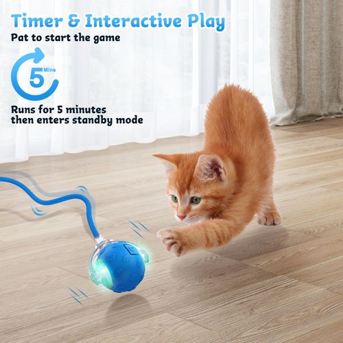 Huimpet Interactive Cat Toys for Indoor Cats, 2025 New Upgraded Moving Cat Ball with Chirping Sound, Rechargeable Fast Rolling Ball, Fun Automatic Cat Toys for Bored Adult Cats Exercise, Kitten, Blue