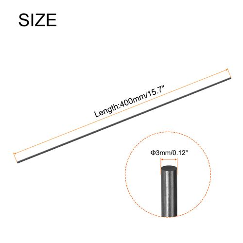 MECCANIXITY Carbon Fiber Rod, 3mm x 400mm Carbon Rod Bar for RC Plane DIY Craft Kite Wing Tube Quadcopter Arm Repair Pack of 20