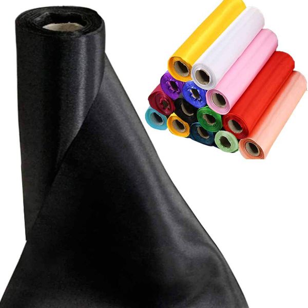 Time to Sparkle 29cmx20m (Black) Satin Roll Sash Fabric Chair Cover Bows Table Runner Sashes Swags for Wedding Party