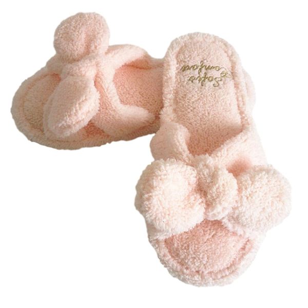 Religeuses Cotton Towel, Fluffy, Room Shoes, Bath, Climbing, Ribbon, Slippers, Indoor Wear, Room Sandals, babypink