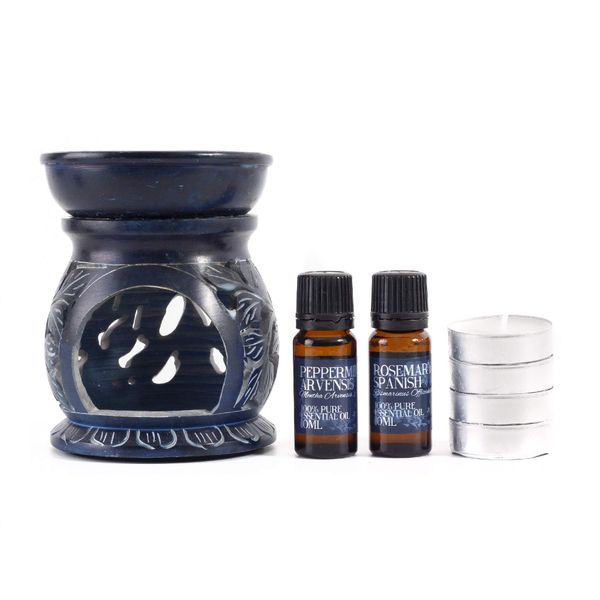 Peppermint and Rosemary Oil Burner Gift Set