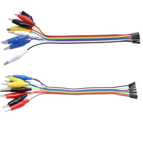 Sscon 2pcs Alligator Clip to Wire 10-pin 20cm Male + Female Clip to Jumper Wire Male