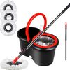 360° Spinning Mop Bucket System with 3 Microfiber Mop Replacement Heads